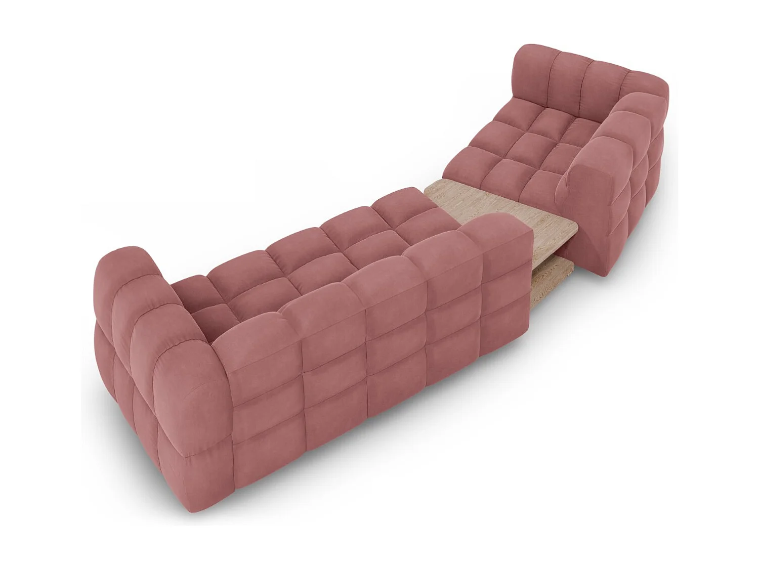 Cosmopolitan Design - Canapé modulable gauche "Sky" 3 places en velours saumon - 353x148x75cm