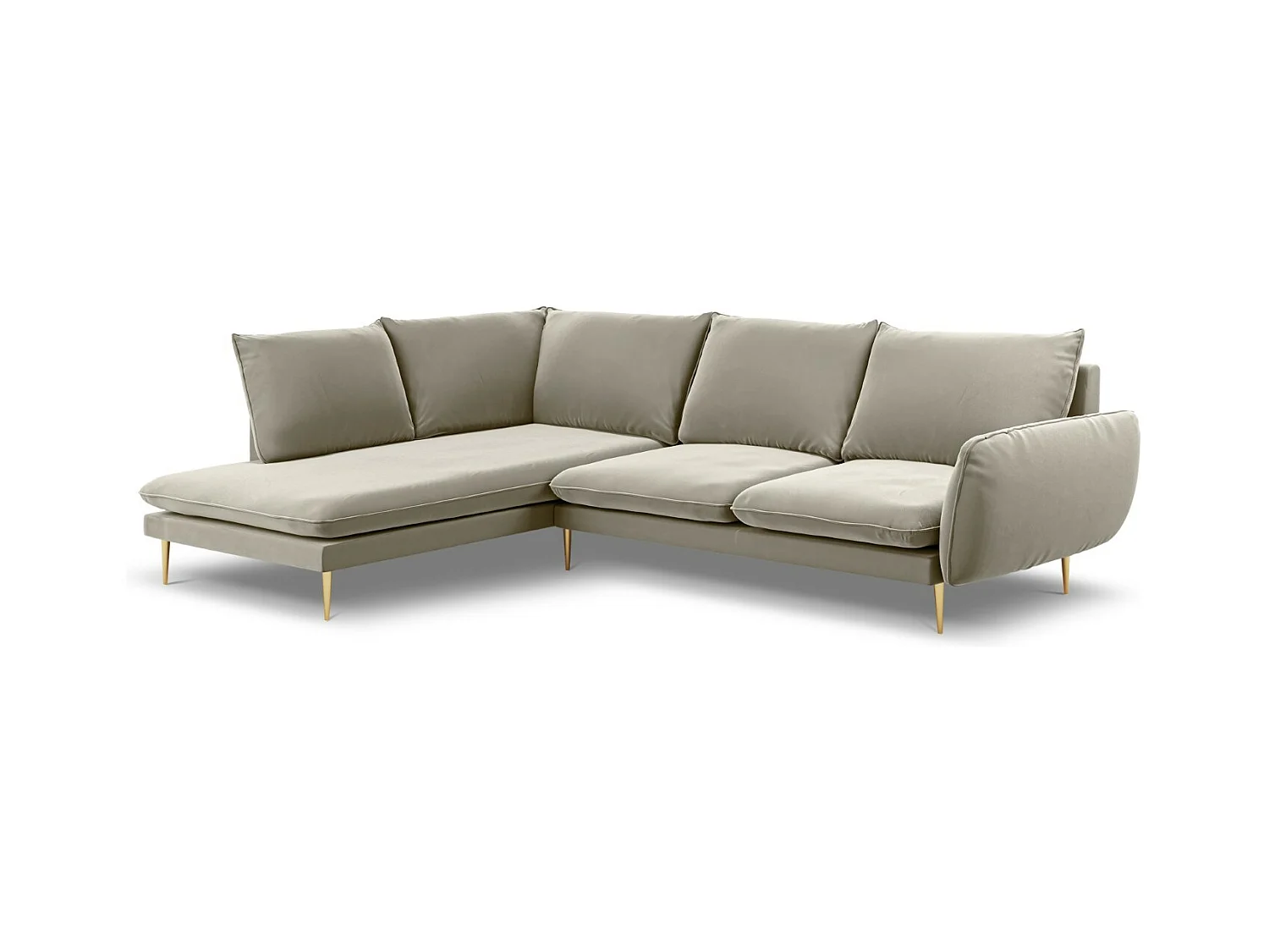 Cosmopolitan Design - Canapé d'angle gauche "Vienna" 6 places en velours beige - 275x185x95cm