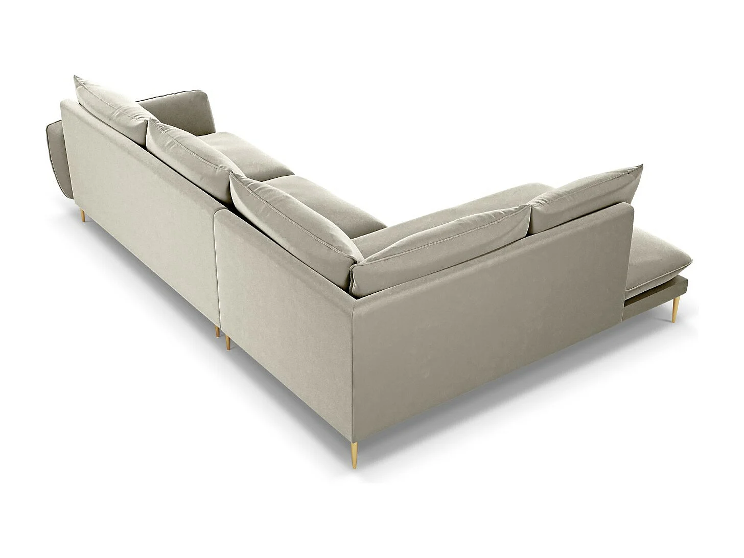 Cosmopolitan Design - Linker hoekbank "Vienna" 6 zitplaatsen, Flueel, Beige - 275x185x95cm