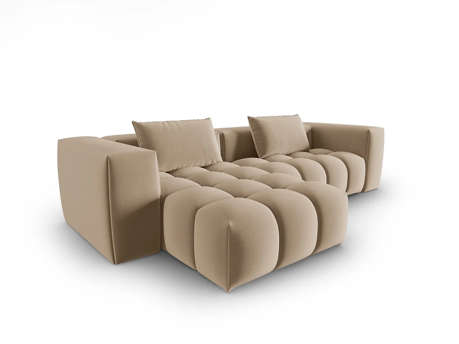 CXL by Christian Lacroix - Sofá esquinero modular izquierdo "Lorella" 3 plazas de terciopelo arena - 260x145x70cm