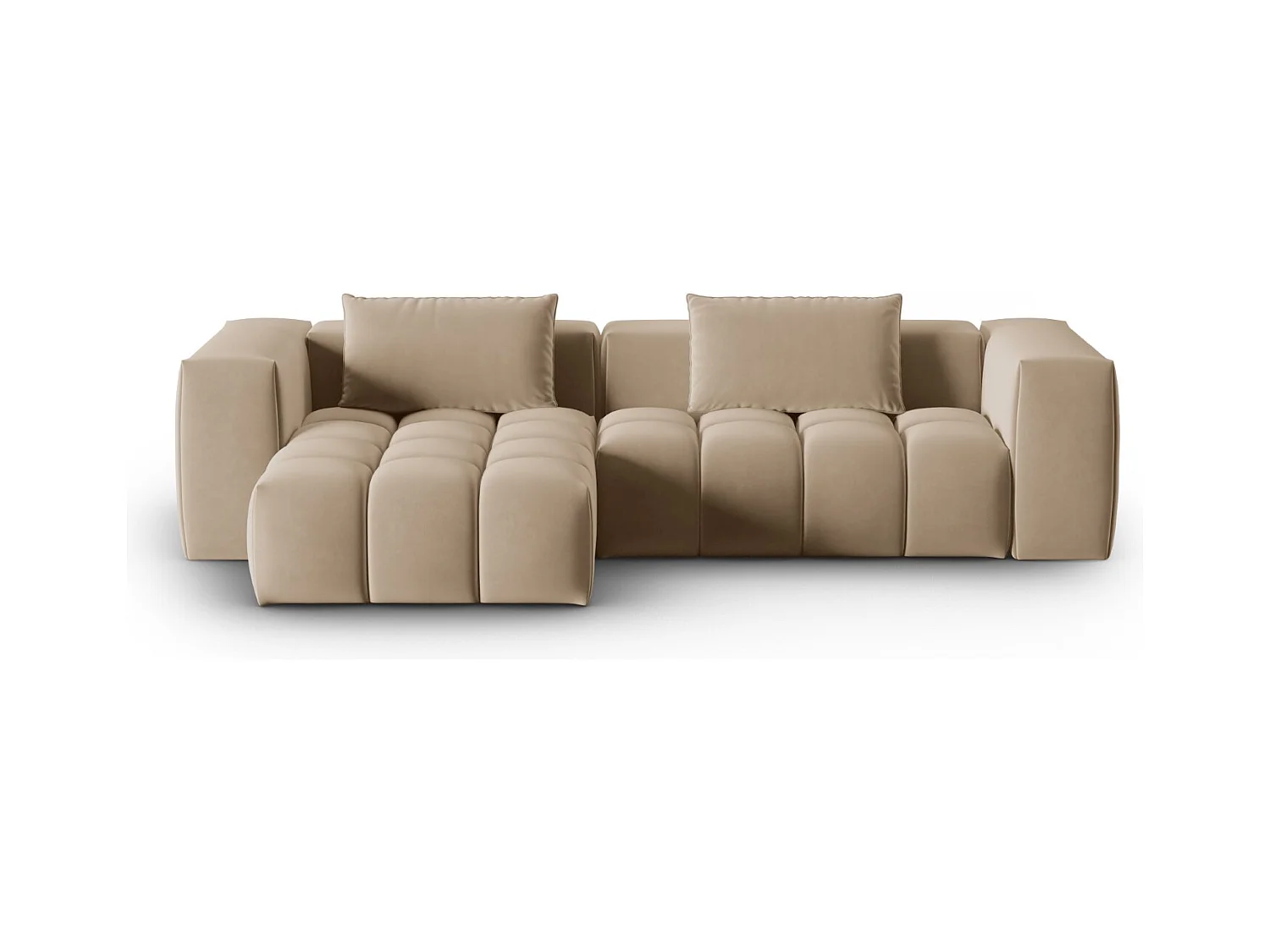 CXL by Christian Lacroix - Modulaire hoekbank links "Lorella" 3 zitplaatsen, Flueel, Zand - 260x145x70cm