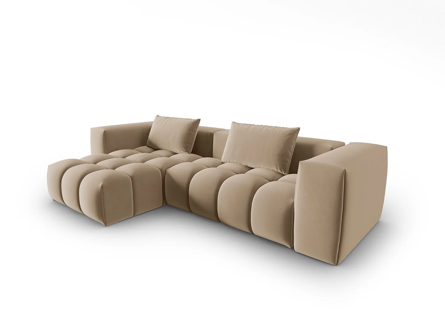 CXL by Christian Lacroix - Sofá modular de canto esquerdo "Lorella" 3 lugares em veludo areia - 260x145x70cm