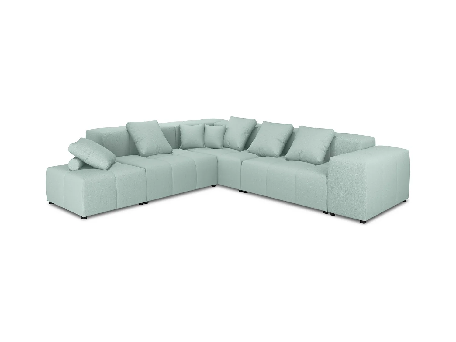 Cosmopolitan Design - Symmetrische modulaire hoekbank "Rome" 7 zitplaatsen, Structurele stof, Munt - 320x320x75cm