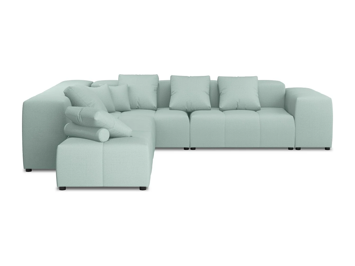 Cosmopolitan Design - Sofá de canto modular simétrico "Rome" 7 lugares em tecido estrutural hortelã - 320x320x75cm