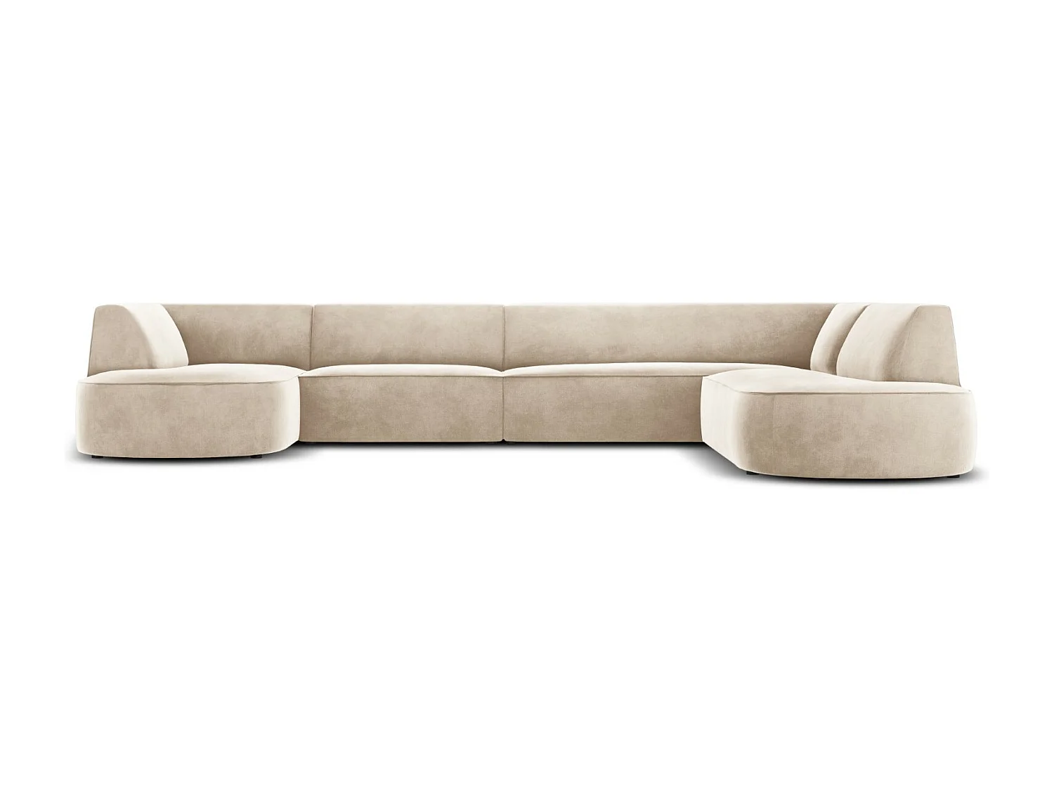 CXL by Christian Lacroix - Divano panoramico destro "Charles" 7 posti in velluto beige chiaro - 366x273x69cm