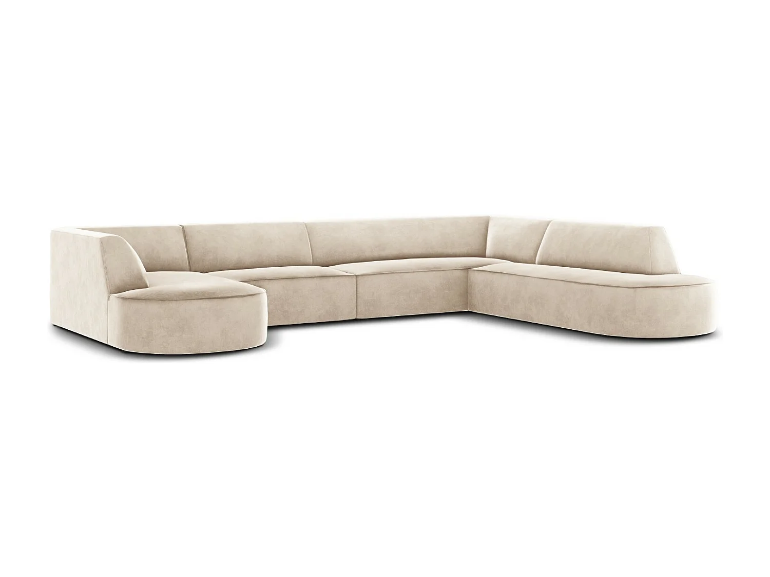 CXL by Christian Lacroix - Divano panoramico destro "Charles" 7 posti in velluto beige chiaro - 366x273x69cm