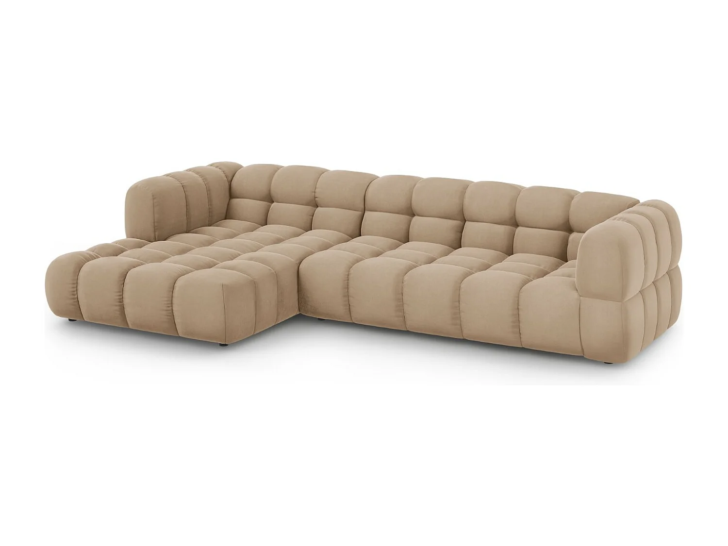 Cosmopolitan Design - Sofá esquinero modular izquierdo "Sky" 4 plazas de terciopelo arena - 300x162x75cm