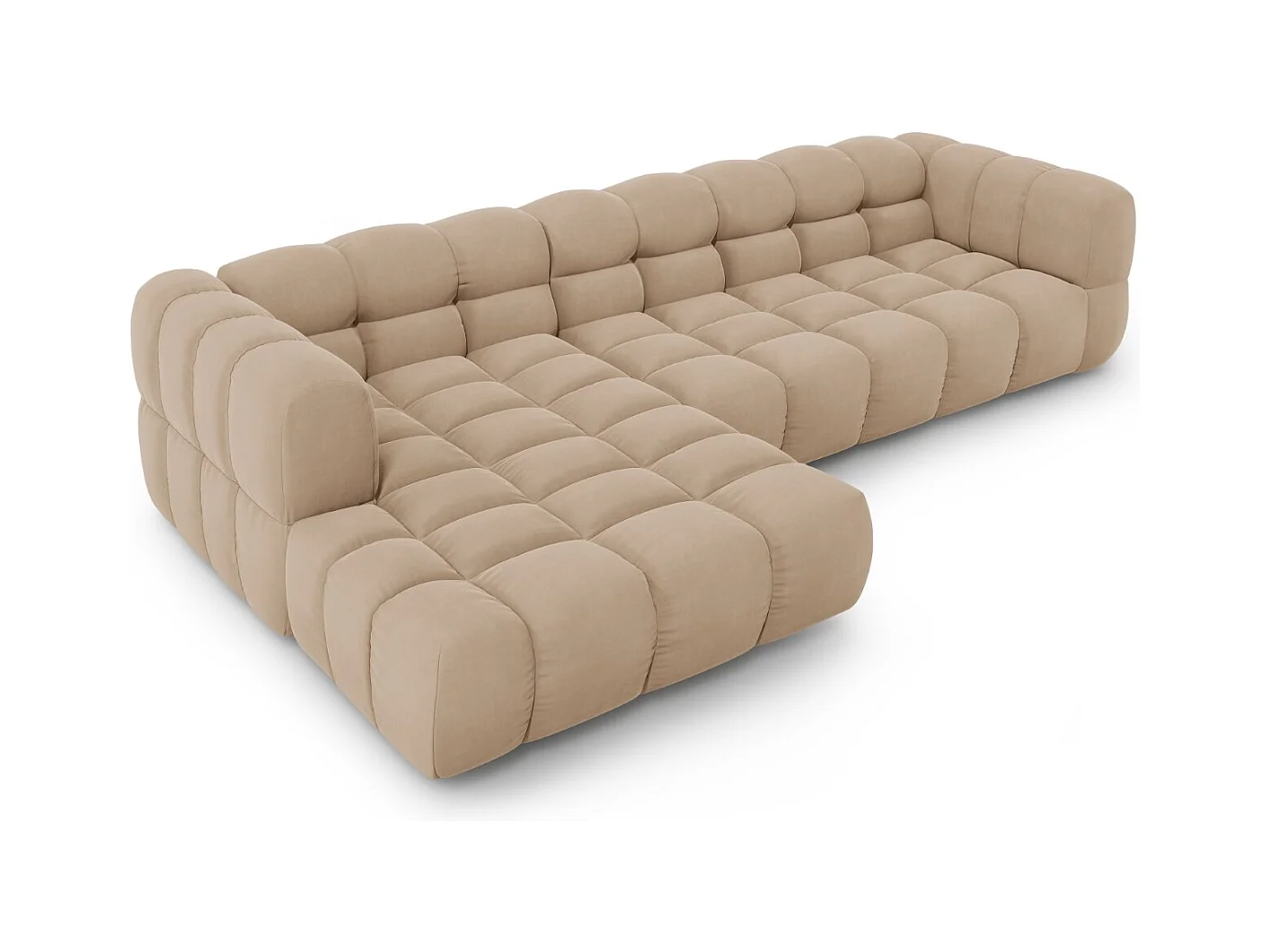 Cosmopolitan Design - Sofá esquinero modular izquierdo "Sky" 4 plazas de terciopelo arena - 300x162x75cm