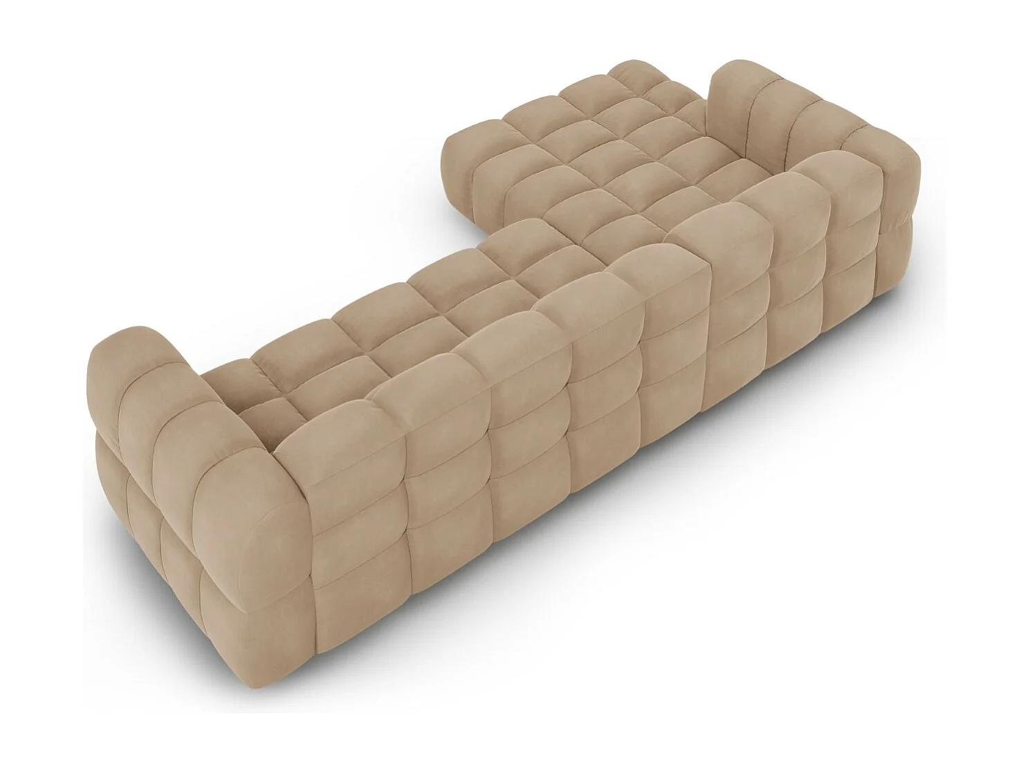 Cosmopolitan Design - Sofá esquinero modular izquierdo "Sky" 4 plazas de terciopelo arena - 300x162x75cm