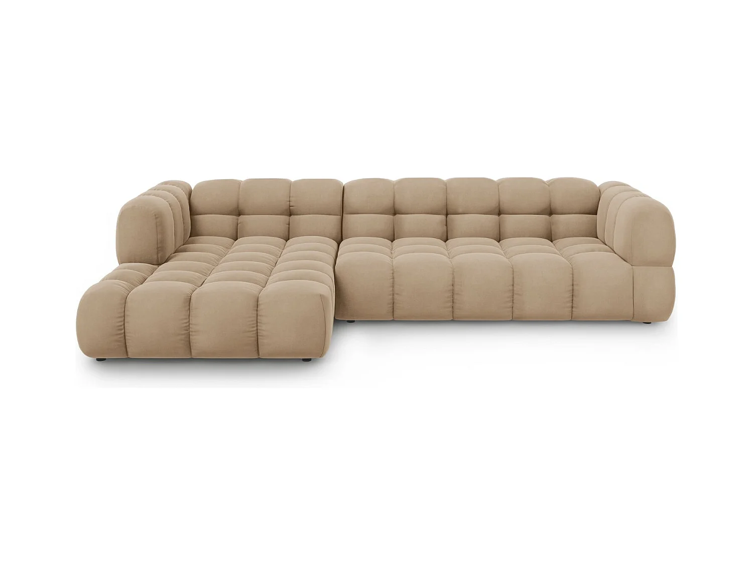 Cosmopolitan Design - Modulaire hoekbank links "Sky" 4 zitplaatsen, Flueel, Zand - 300x162x75cm
