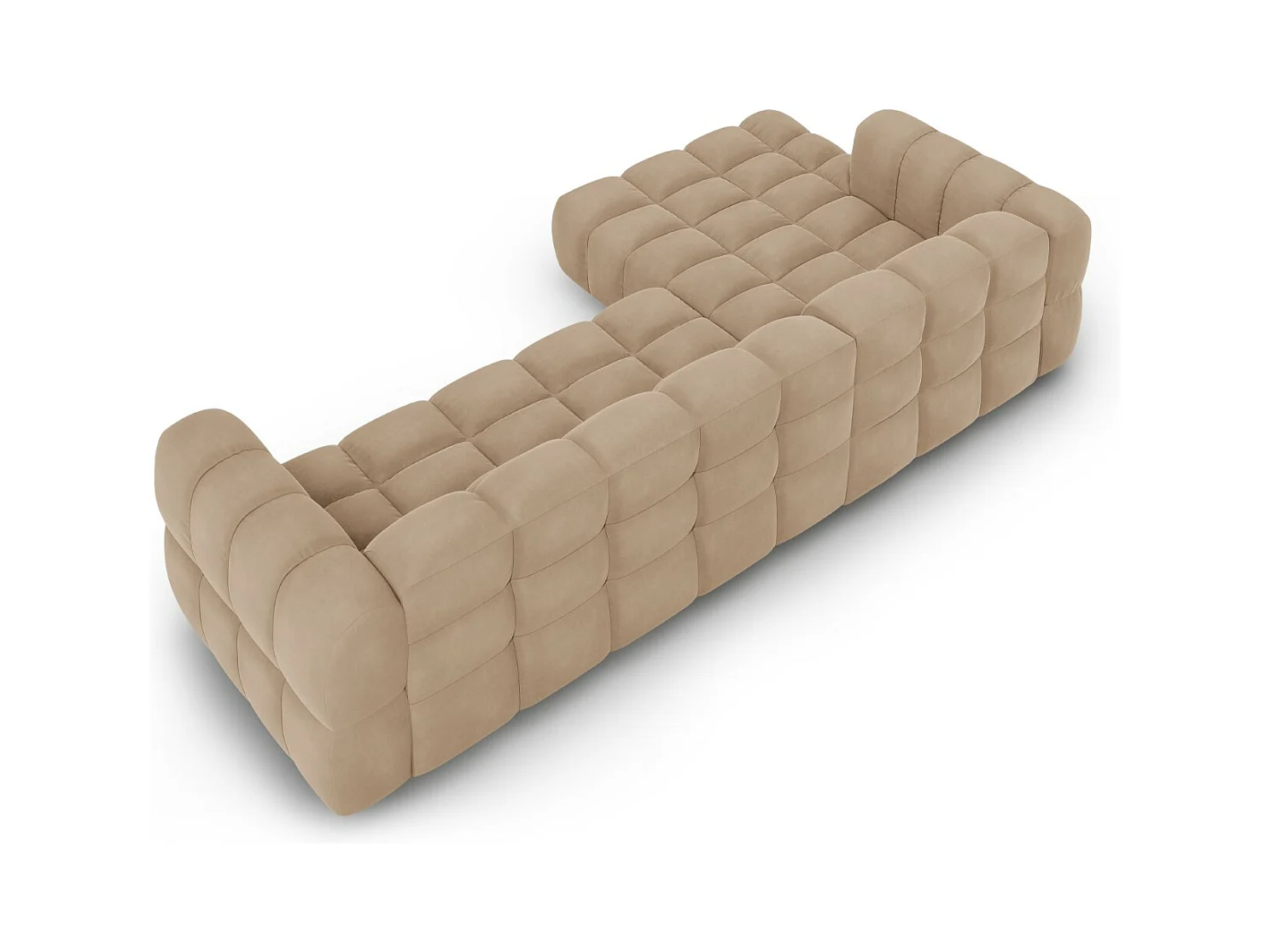 Cosmopolitan Design - Divano angolare modulare sinistro "Sky" 4 posti in velluto sabbia - 300x162x75cm
