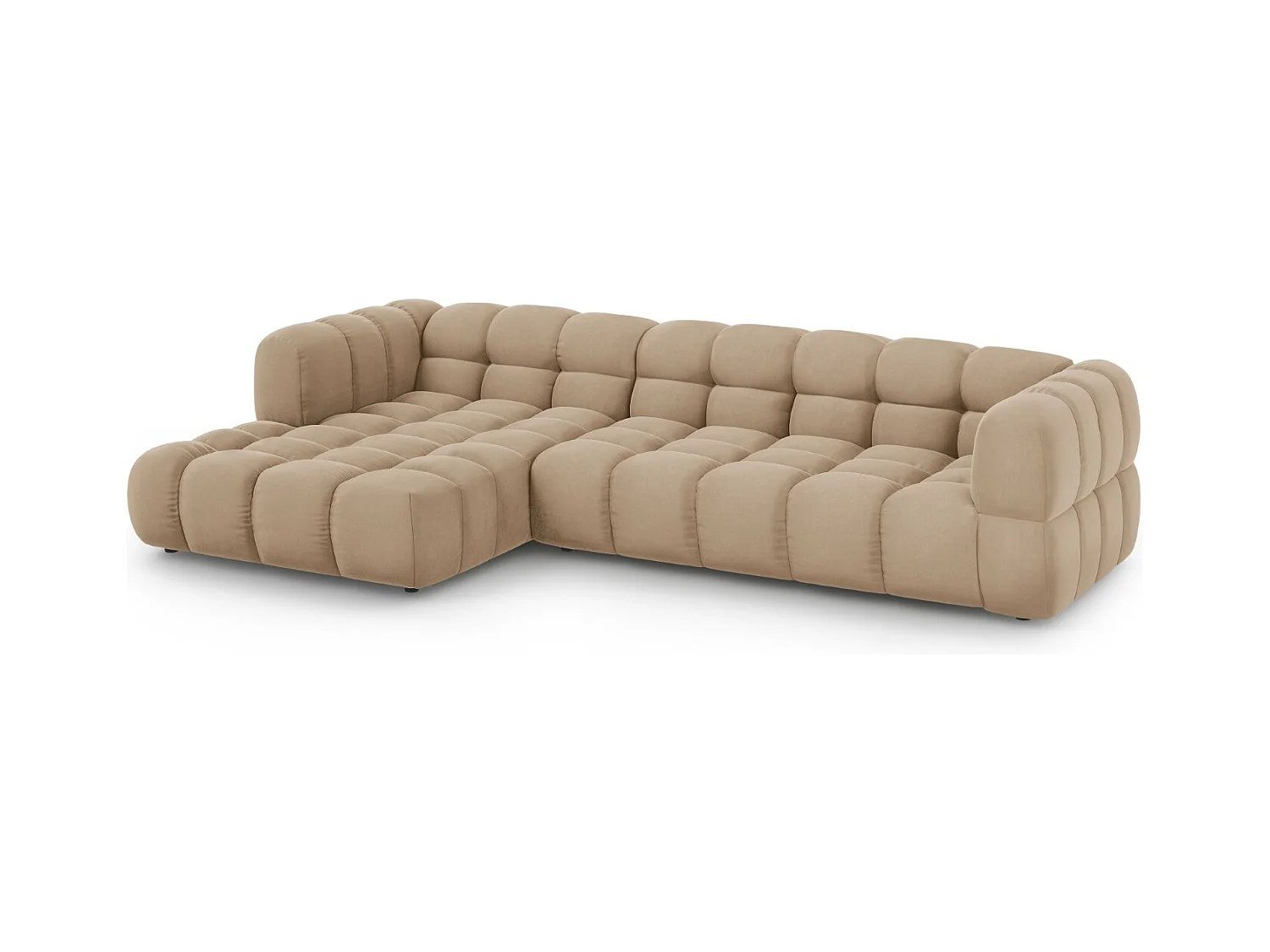 Cosmopolitan Design - Divano angolare modulare sinistro "Sky" 4 posti in velluto sabbia - 300x162x75cm