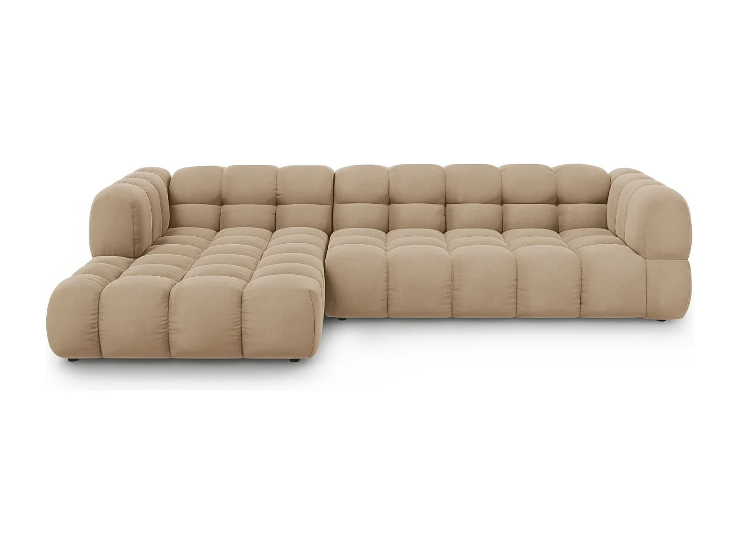 Cosmopolitan Design - Canapé d'angle gauche modulable "Sky" 4 places en velours le sable - 300x162x75cm