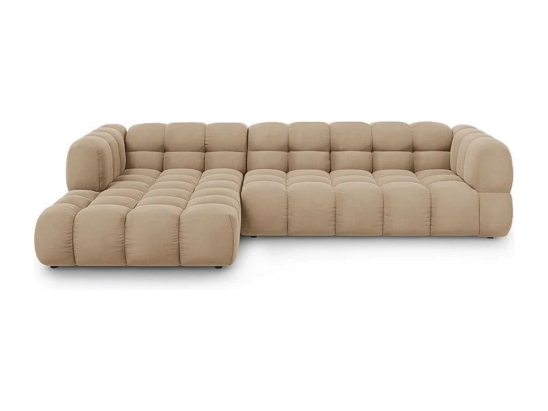 Cosmopolitan Design - Canapé d'angle gauche modulable "Sky" 4 places en velours le sable - 300x162x75cm