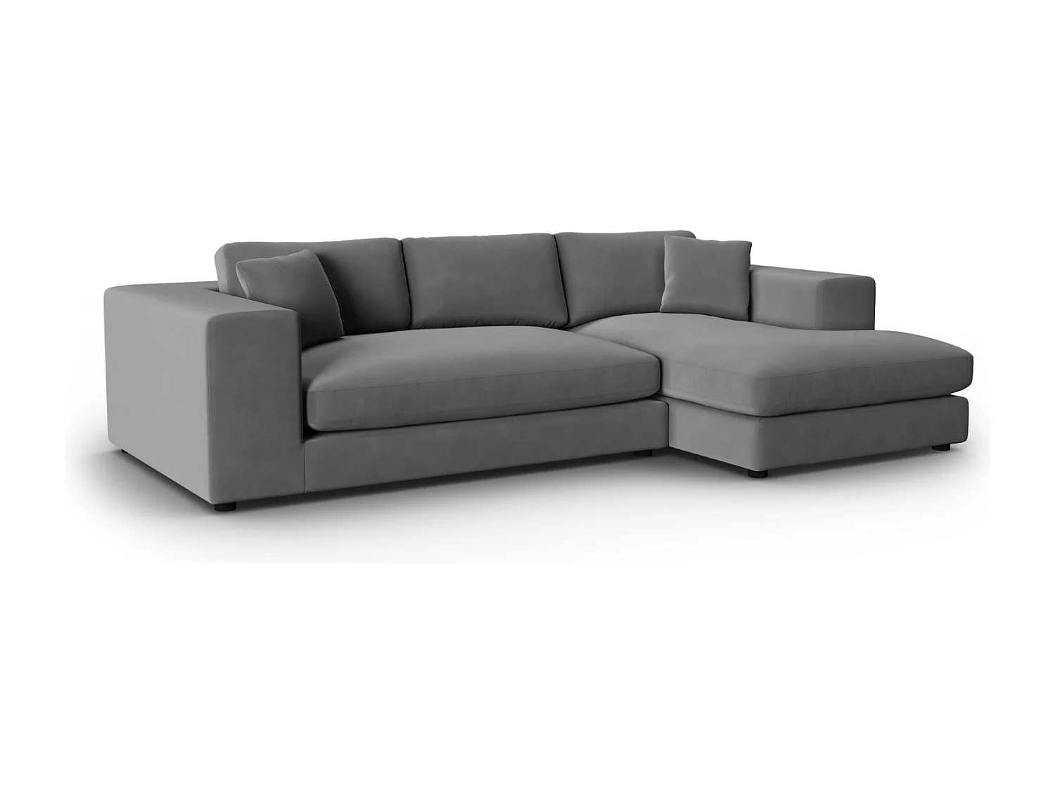 CXL by Christian Lacroix - 5-Sitzer Ecksofa rechts "Tendance" Sitzer aus Samt grau - 282x174x72cm