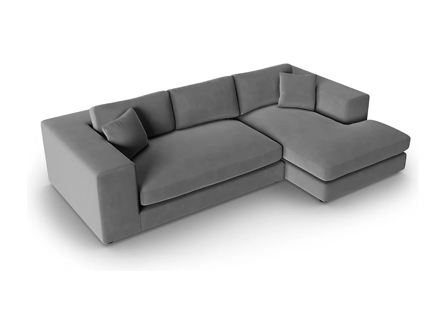 CXL by Christian Lacroix - Sofá de canto direito "Tendance" 5 lugares em veludo cinza - 282x174x72cm
