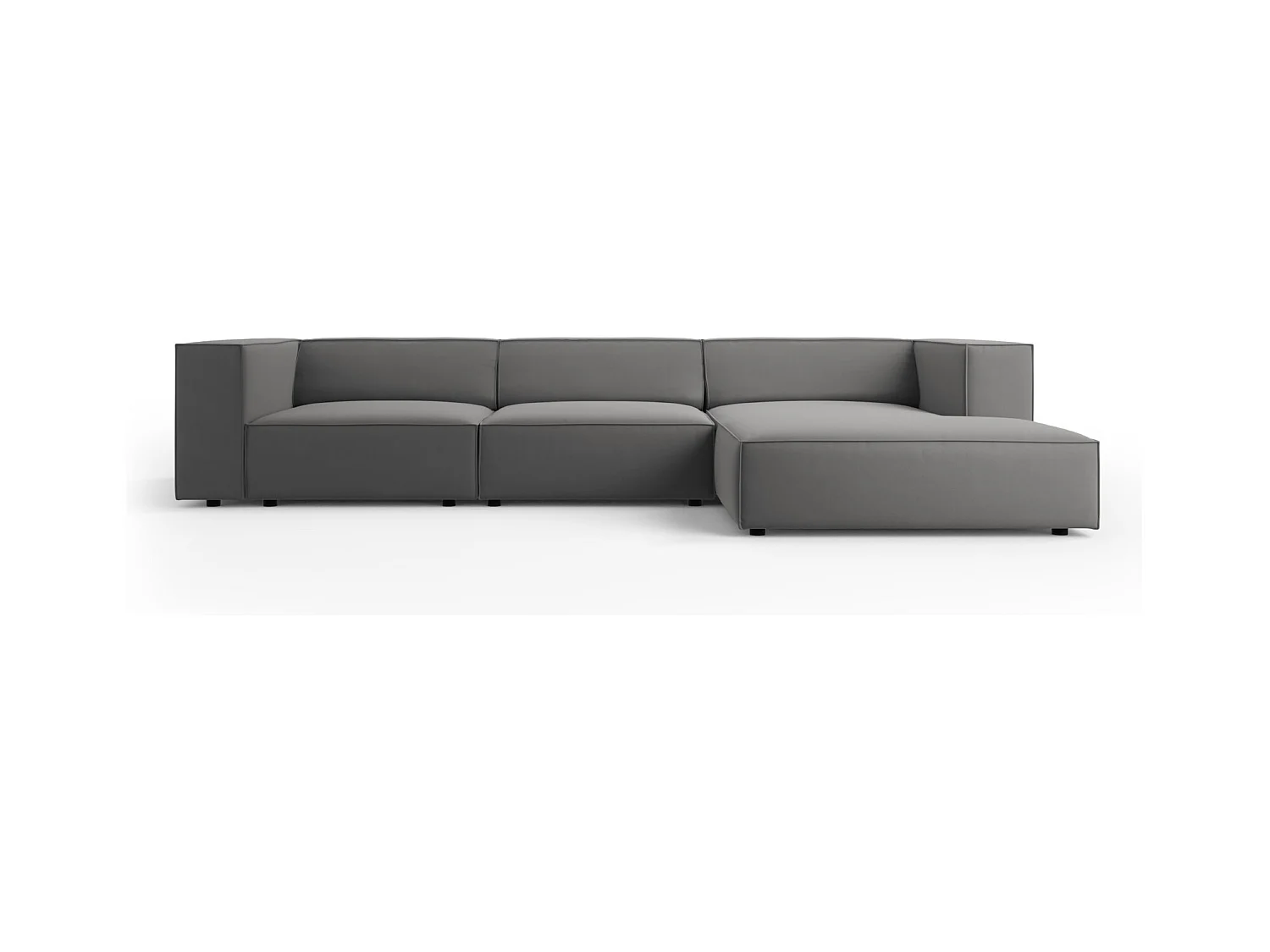 Cosmopolitan Design - Rechter hoekbank "Arendal" 4 zitplaatsen, Flueel, Cement - 284x166x70cm