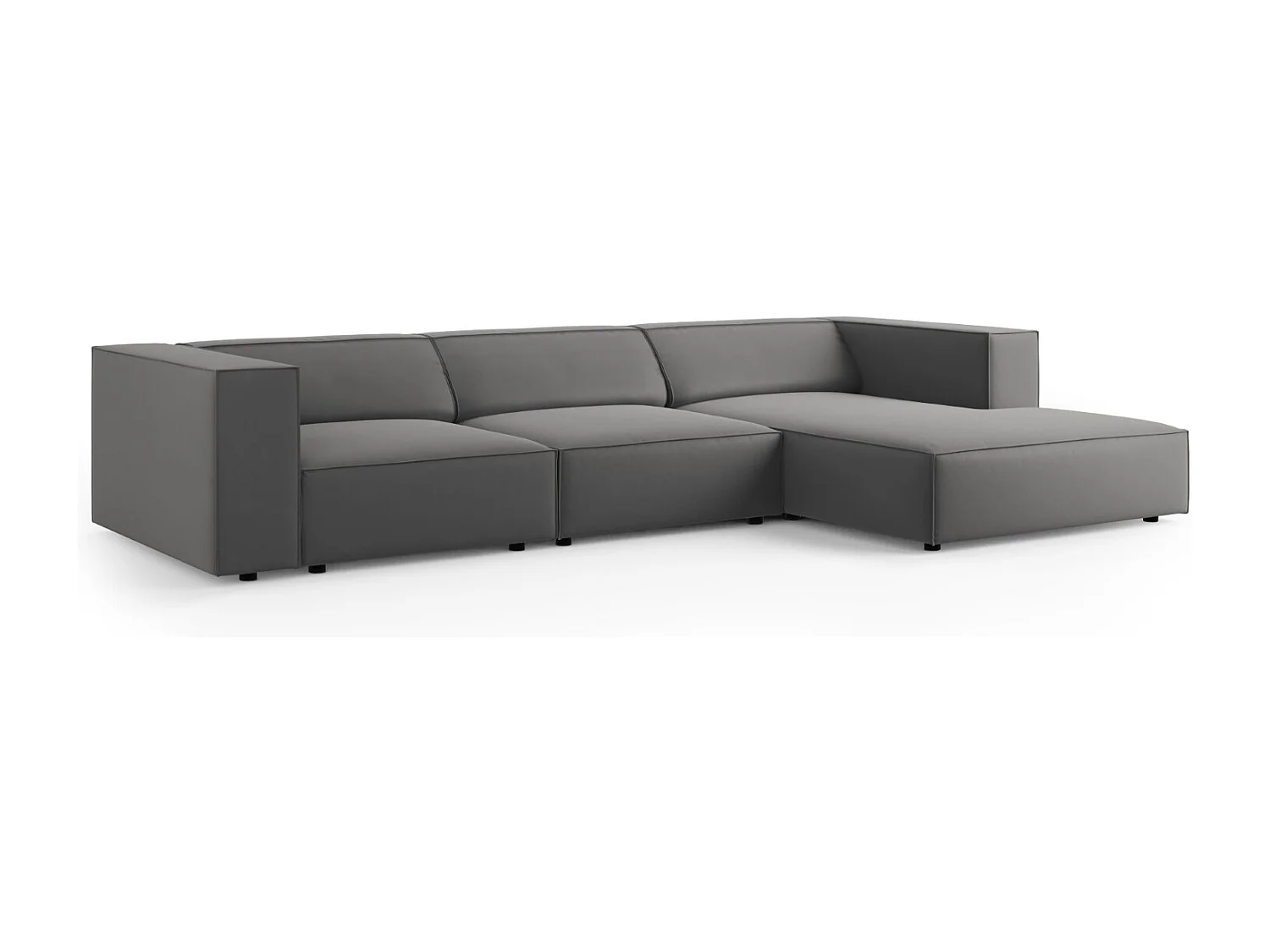 Cosmopolitan Design - Canapé d'angle droit "Arendal" 4 places en velours ciment - 284x166x70cm