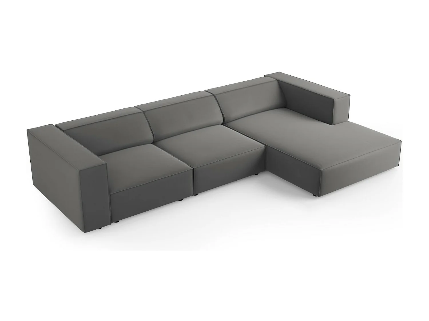 Cosmopolitan Design - Canapé d'angle droit "Arendal" 4 places en velours ciment - 284x166x70cm