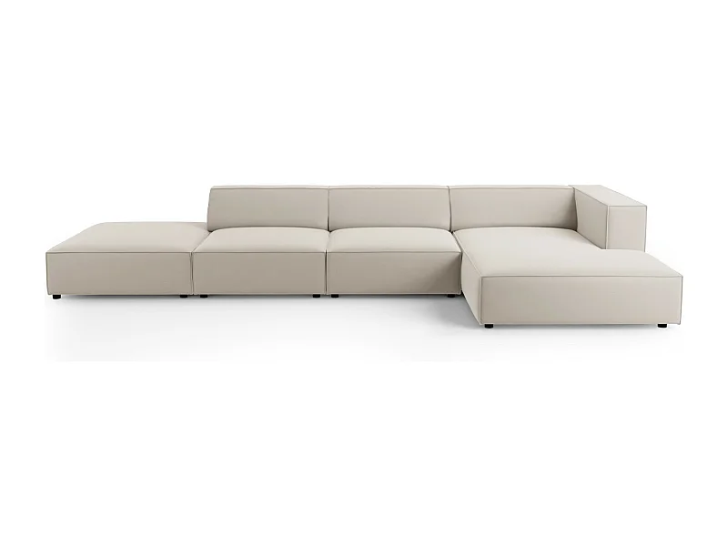 Cosmopolitan Design - Canapé d'angle droit "Arendal" 5 places en velours écru - 341x166x70cm