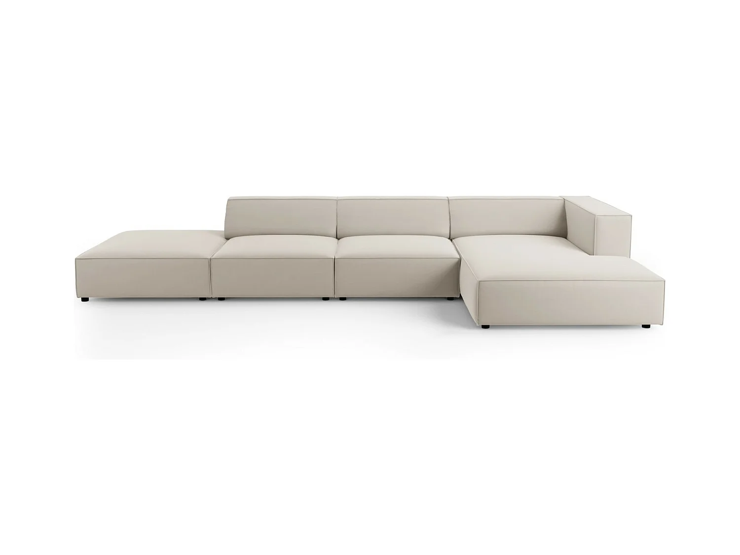 Cosmopolitan Design - Rechter hoekbank "Arendal" 5 zitplaatsen, Flueel, Ecru - 341x166x70cm