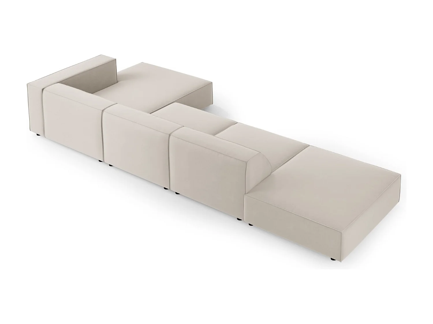 Cosmopolitan Design - Sofá de canto direito "Arendal" 5 lugares em veludo cru - 341x166x70cm