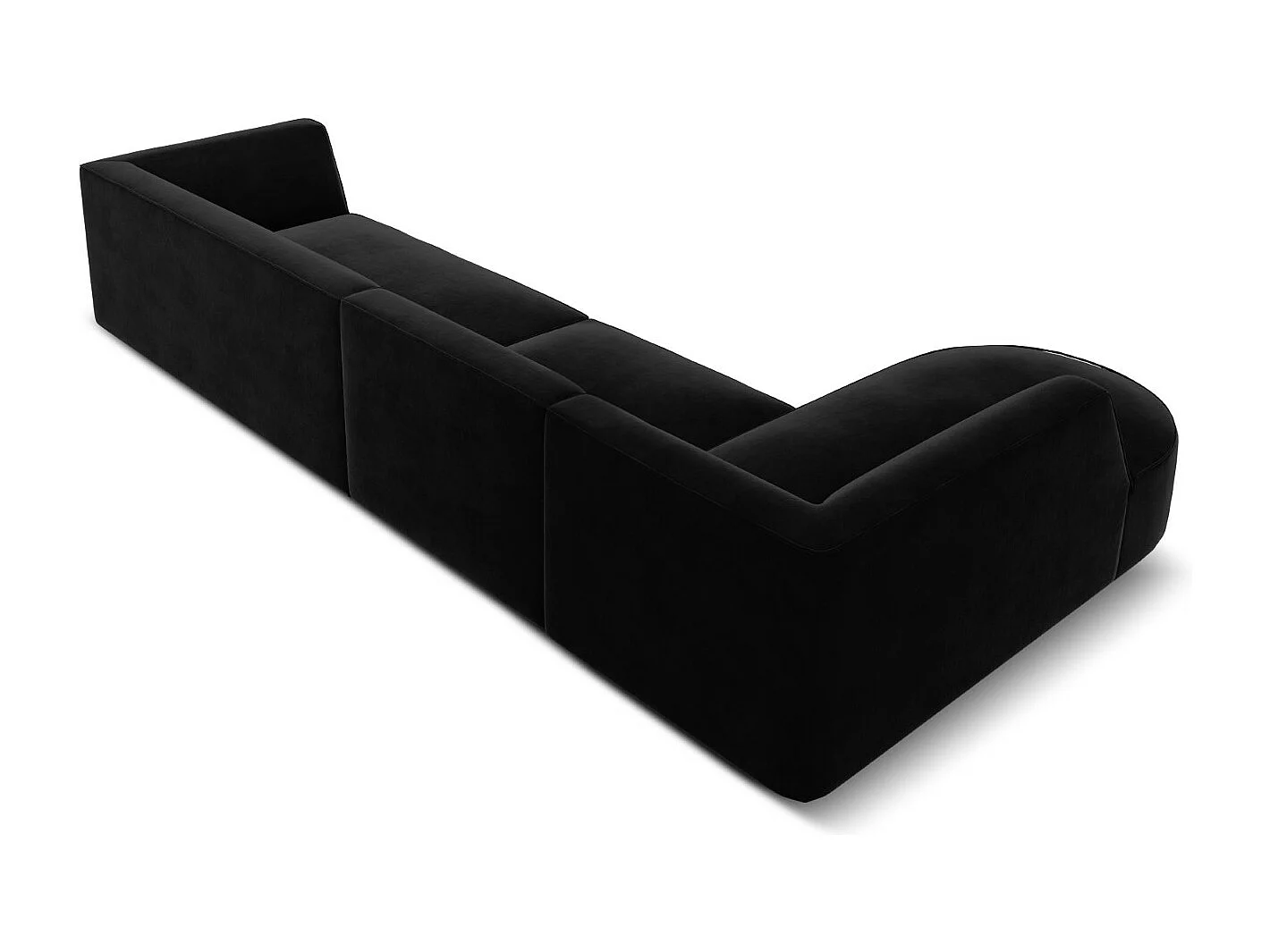 CXL by Christian Lacroix - Sofá de canto esquerdo "Charles" 5 lugares em veludo preto - 366x180x69cm