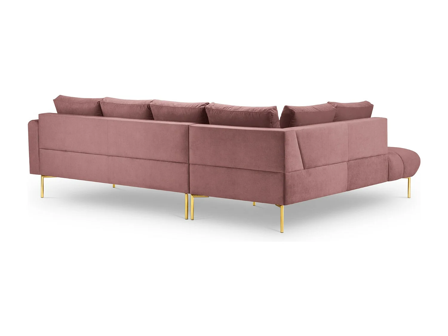 Cosmopolitan Design - Sofá esquinero izquierdo "Hastings" 5 plazas de terciopelo rosa - 301x216x75cm