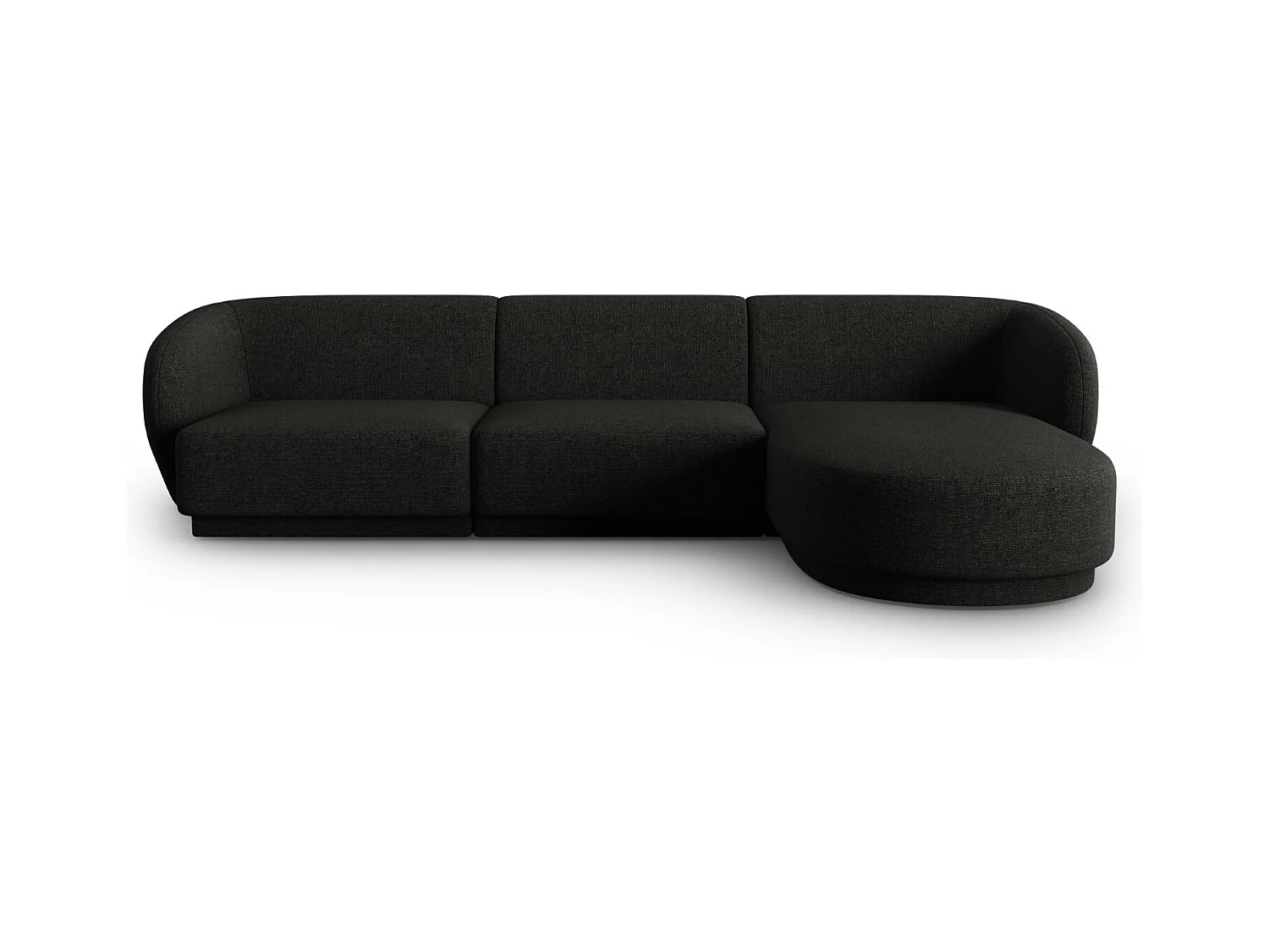 CXL by Christian Lacroix - Canapé d'angle droit modulable "Lionel" 4 places en chenille mélange noir - 266x155x74cm