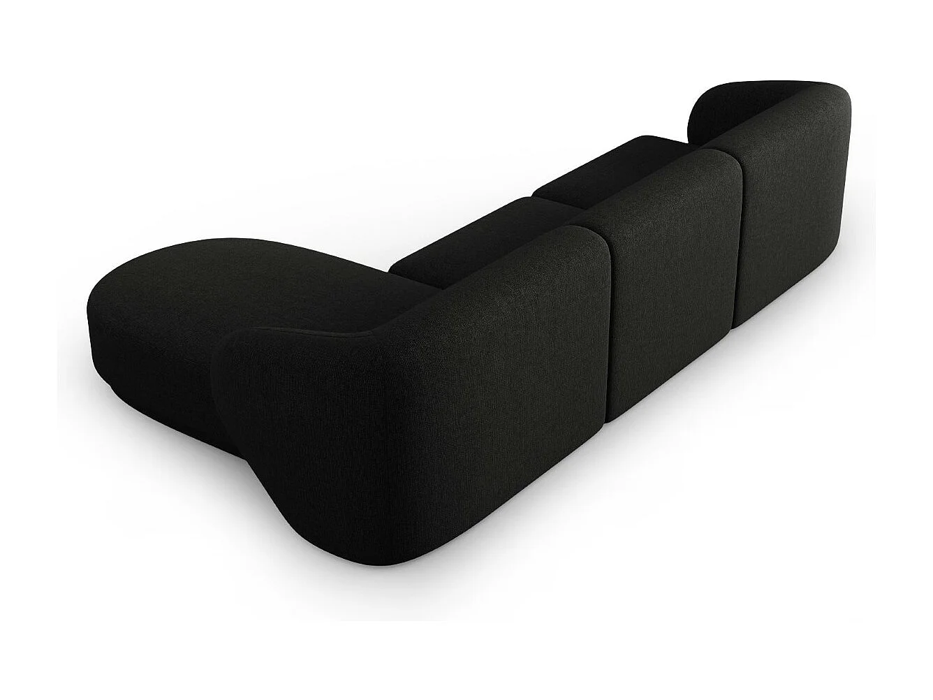 CXL by Christian Lacroix - Modulaire hoekbank rechts "Lionel" 4 zitplaatsen, Chenille, Zwarte melange - 266x155x74cm