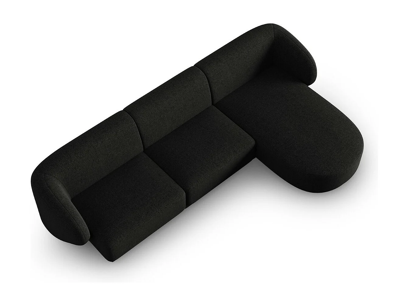 CXL by Christian Lacroix - Modulaire hoekbank rechts "Lionel" 4 zitplaatsen, Chenille, Zwarte melange - 266x155x74cm