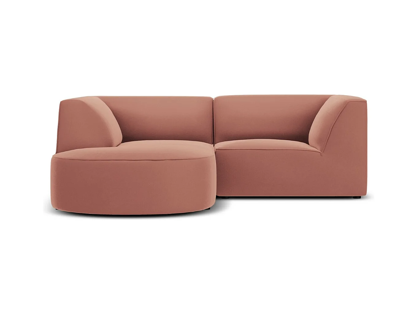 CXL by Christian Lacroix - Canapé d'angle gauche "Charles" 3 places en velours rose - 186x180x69cm