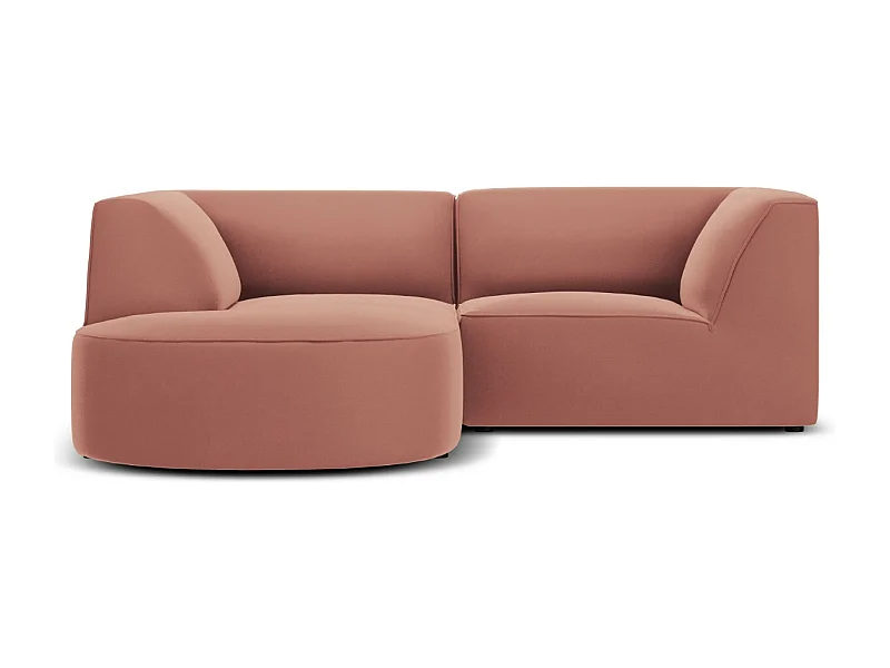 CXL by Christian Lacroix - Sofá de canto esquerdo "Charles" 3 lugares em veludo rosa - 186x180x69cm