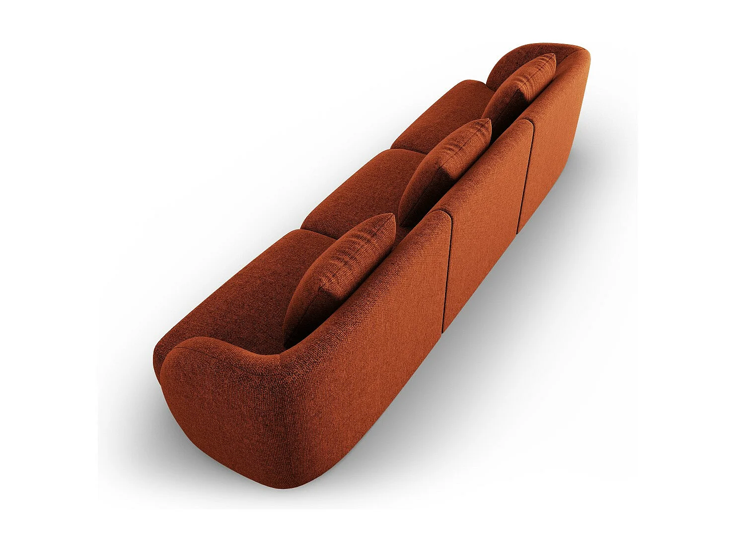 Cosmopolitan Design - 3-Sitzer Sofa "Tulum" aus Chenille-Stoff terrakotta - 255x90x70cm