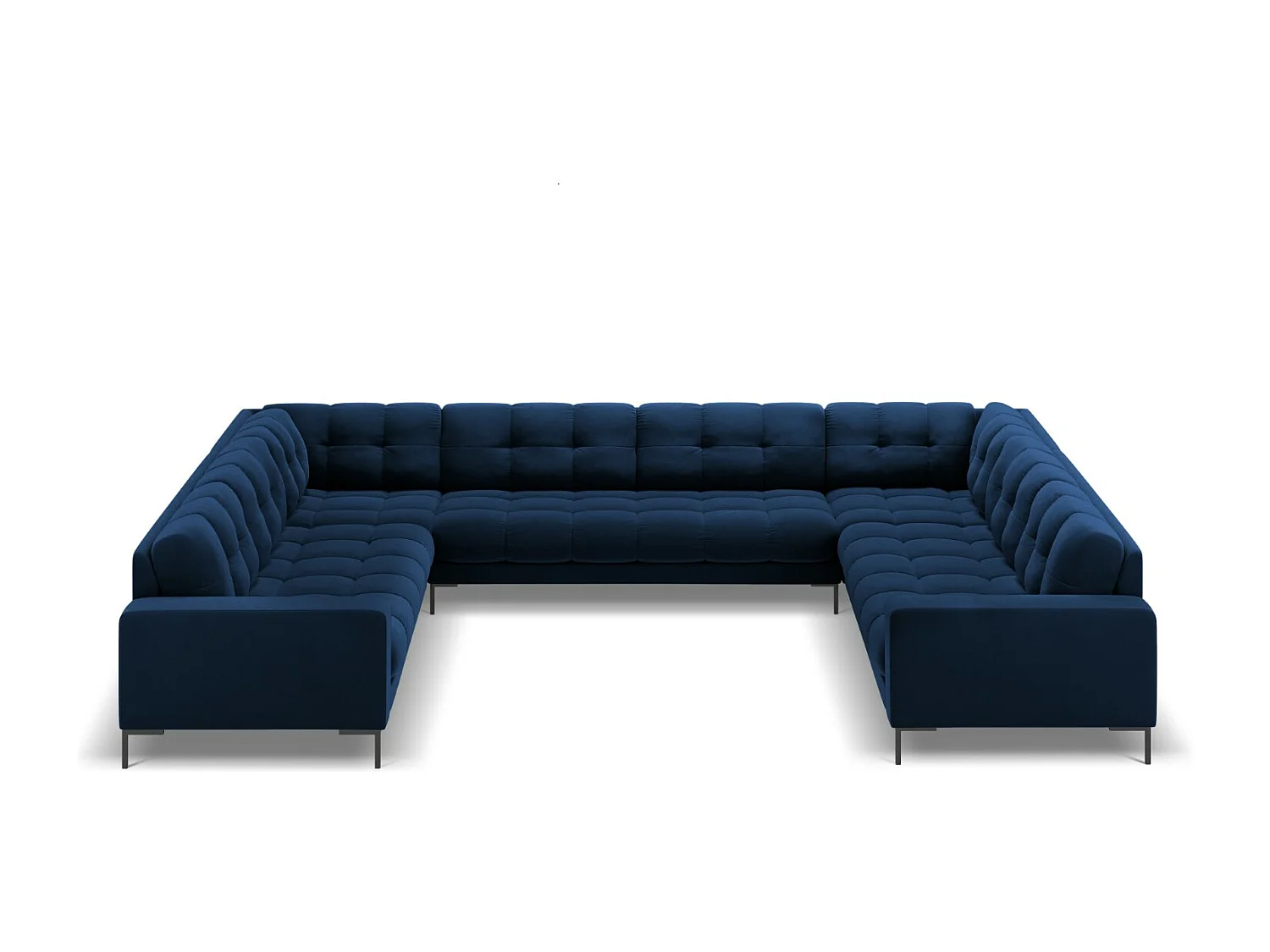 Cosmopolitan Design - Divano panoramico "Bali" 9 posti in velluto blu reale - 327x256x75cm