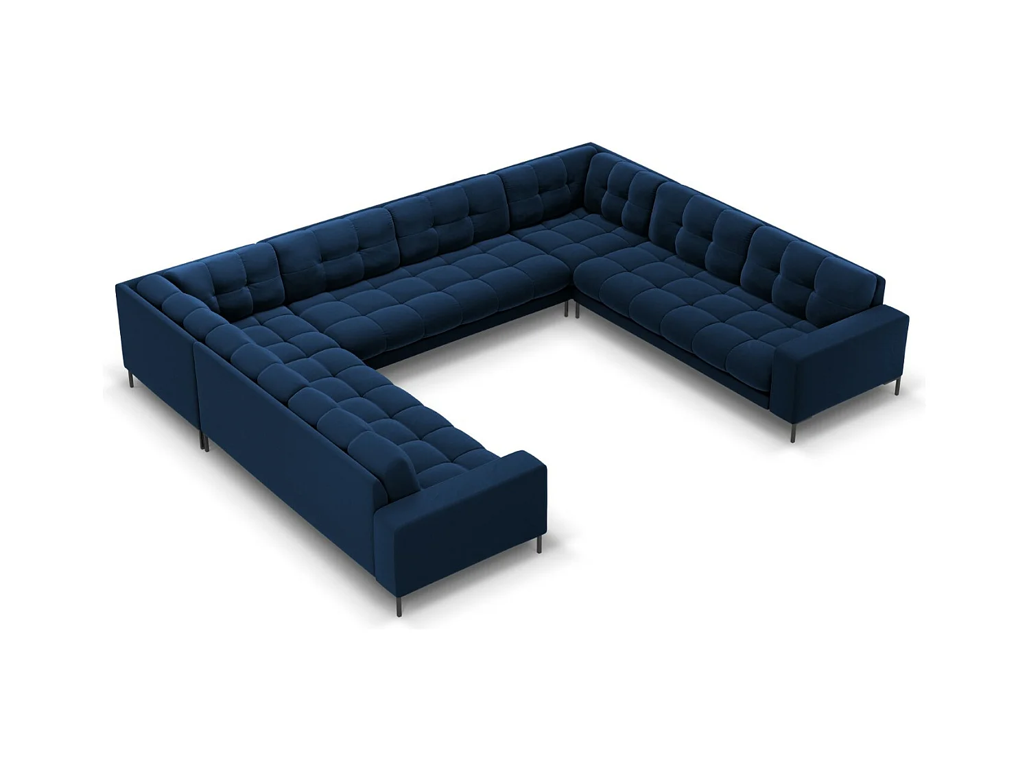 Cosmopolitan Design - Panoramische bank "Bali" 9 zitplaatsen, Flueel, Koningsblauw - 327x256x75cm