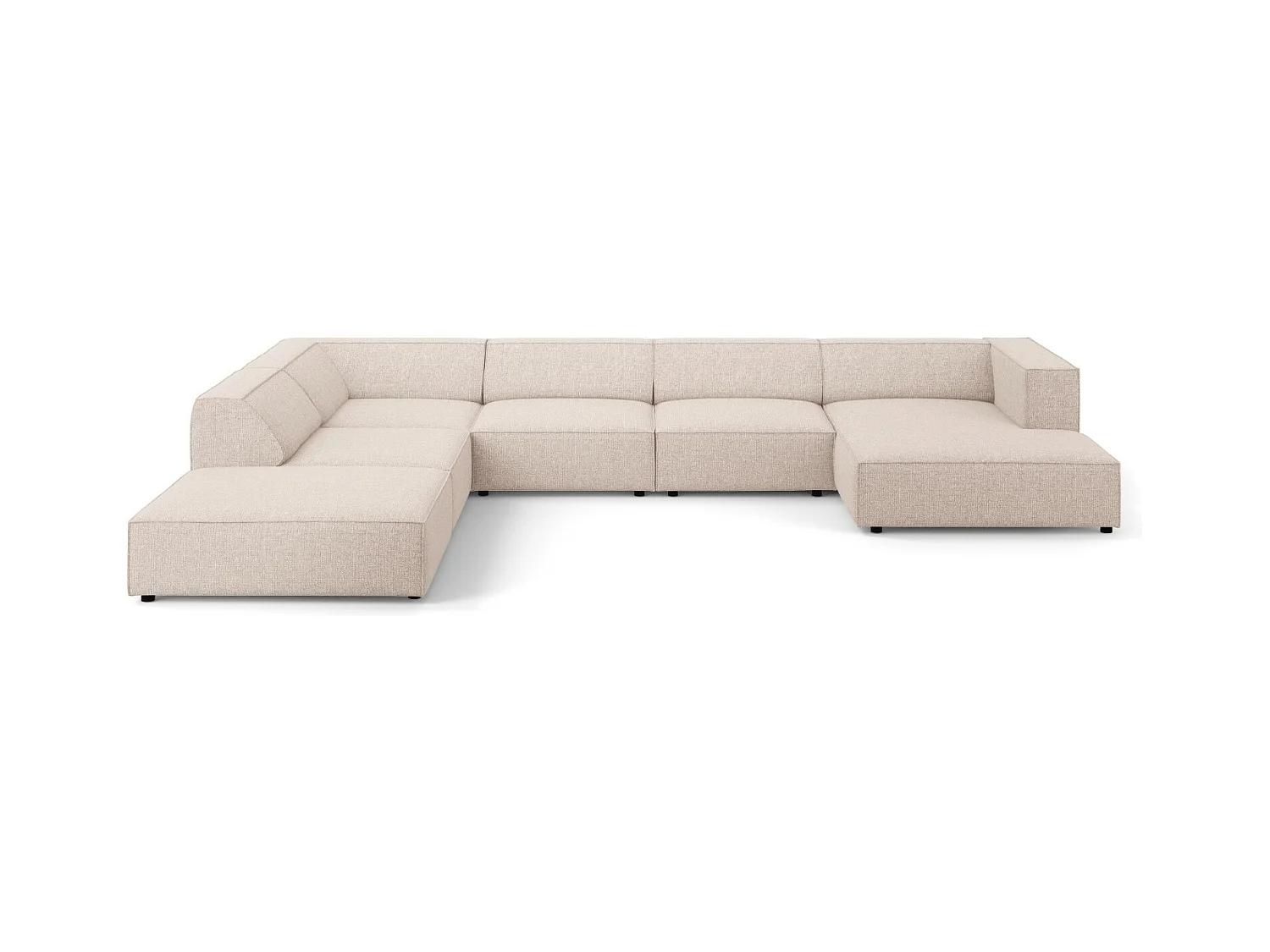 Cosmopolitan Design - Panoramische hoekbank links "Arendal" 7 zitplaatsen, Chenille, Beige - 364x262x70cm