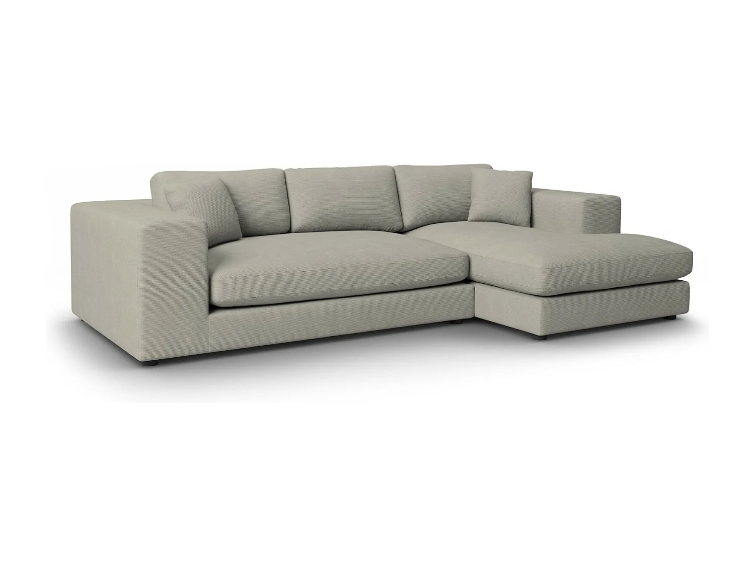 CXL by Christian Lacroix - 5-Sitzer Ecksofa rechts "Tendance" Sitzer aus Cord hellgrau - 282x174x72cm