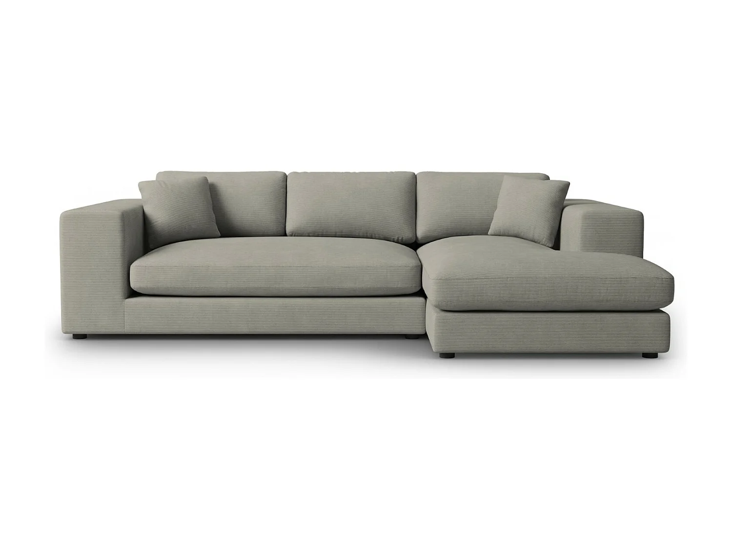 CXL by Christian Lacroix - 5-Sitzer Ecksofa rechts "Tendance" Sitzer aus Cord hellgrau - 282x174x72cm