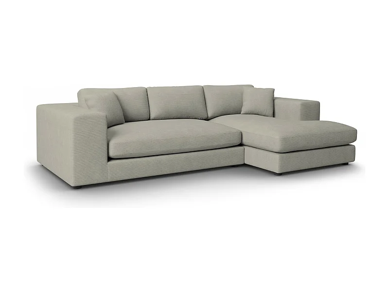 CXL by Christian Lacroix - Divano angolare destro "Tendance" 5 posti in velluto a coste grigio chiaro - 282x174x72cm