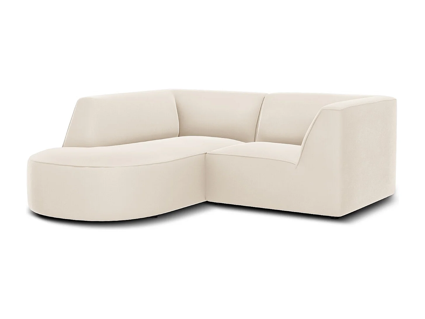 CXL by Christian Lacroix - Sofá esquinero izquierdo "Charles" 3 plazas de terciopelo beige - 186x180x69cm