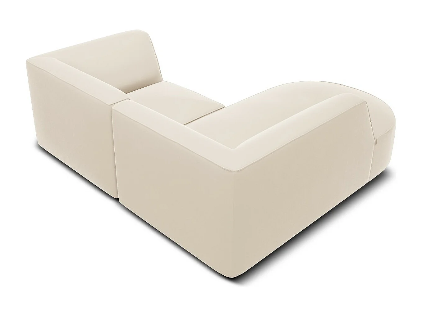 CXL by Christian Lacroix - Sofá esquinero izquierdo "Charles" 3 plazas de terciopelo beige - 186x180x69cm