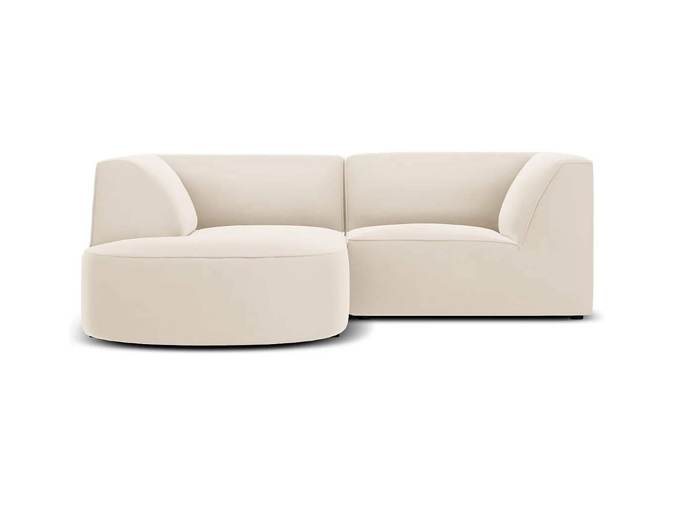 CXL by Christian Lacroix - Canapé d'angle gauche "Charles" 3 places en velours beige - 186x180x69cm