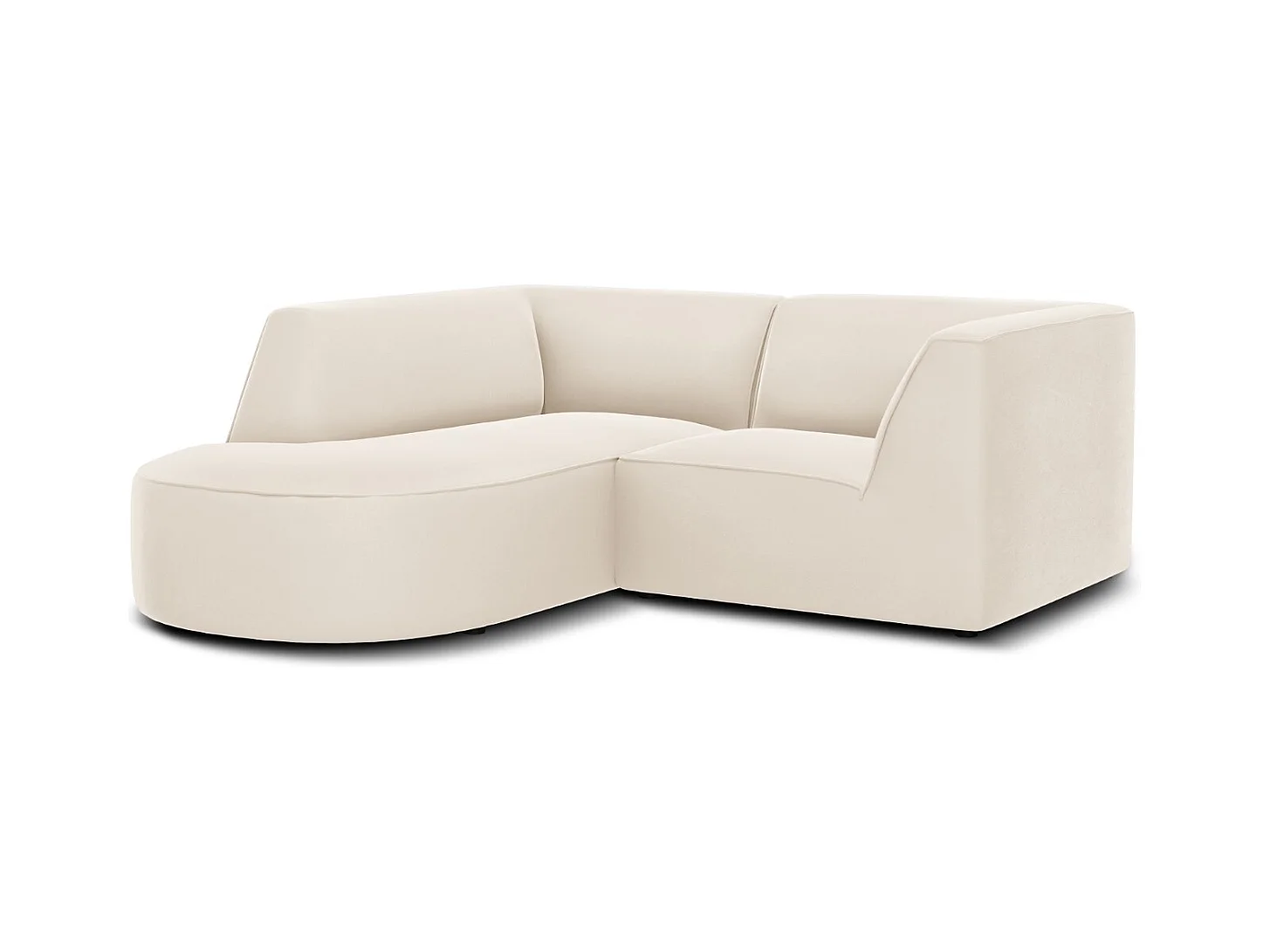 CXL by Christian Lacroix - Canapé d'angle gauche "Charles" 3 places en velours beige - 186x180x69cm