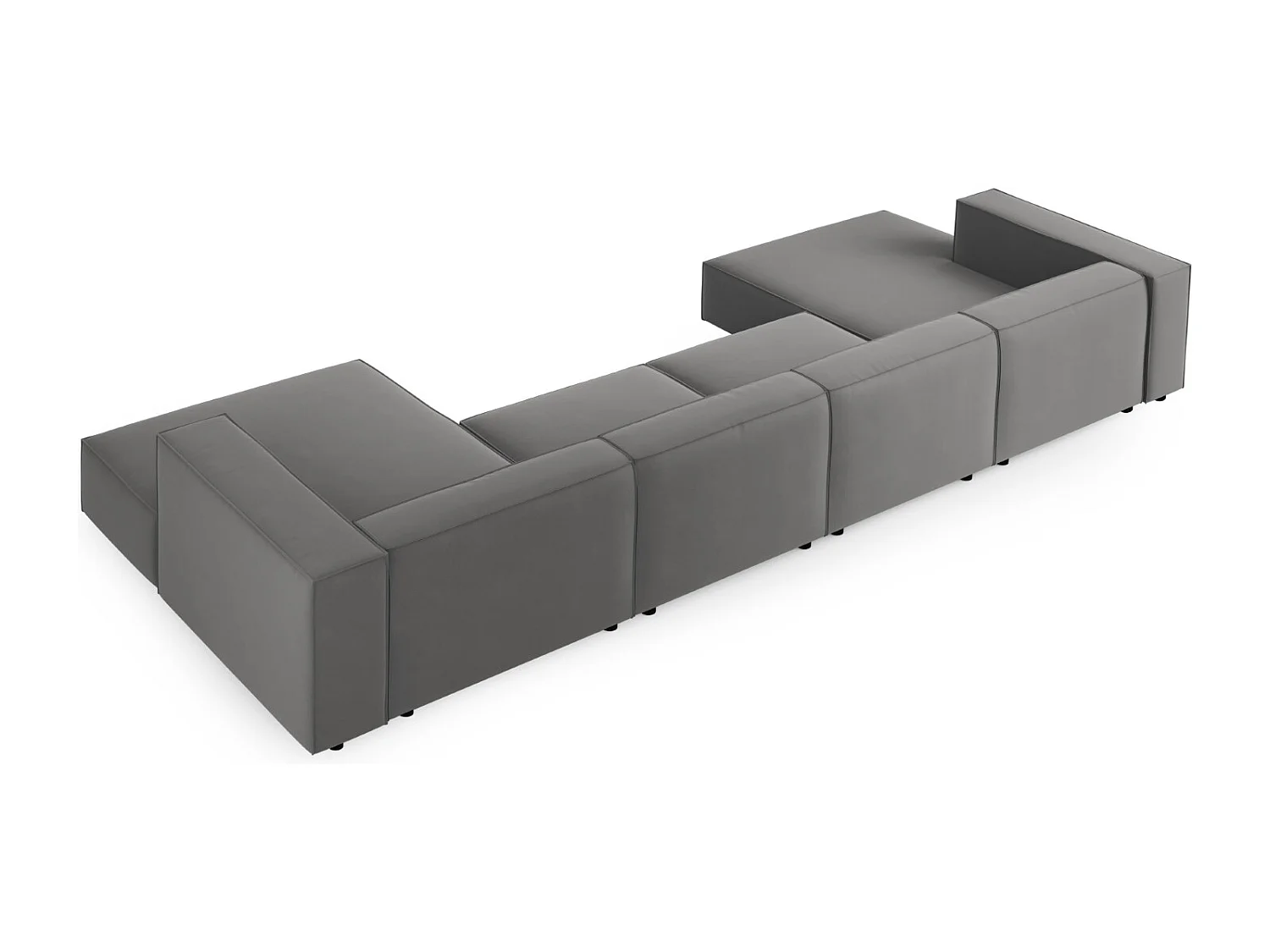 Cosmopolitan Design - 6-Sitzer Panoramasofa "Arendal" aus Samt betonfarben - 364x166x70cm