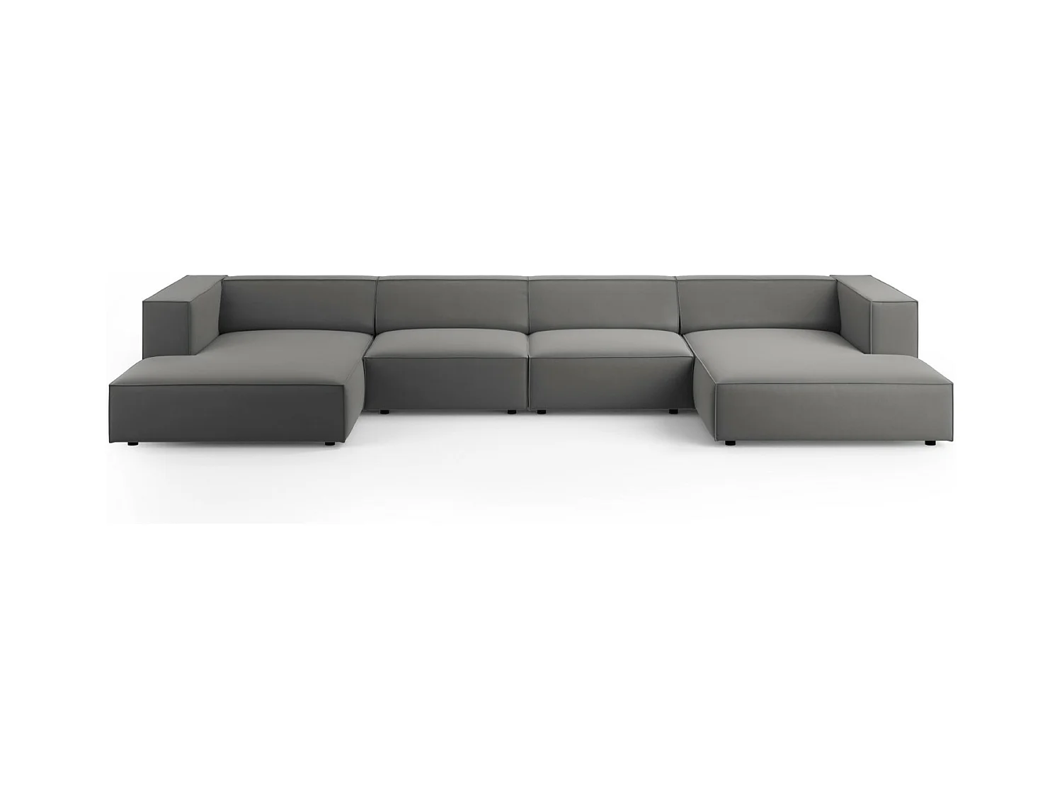 Cosmopolitan Design - Panoramische bank "Arendal" 6 zitplaatsen, Flueel, Cement - 364x166x70cm