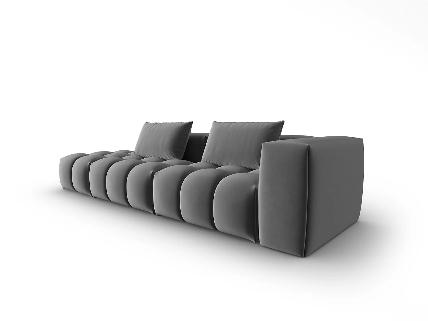 CXL by Christian Lacroix - Linker modulaire bank "Lorella" 3 zitplaatsen, Flueel, Cement - 265x85x70cm