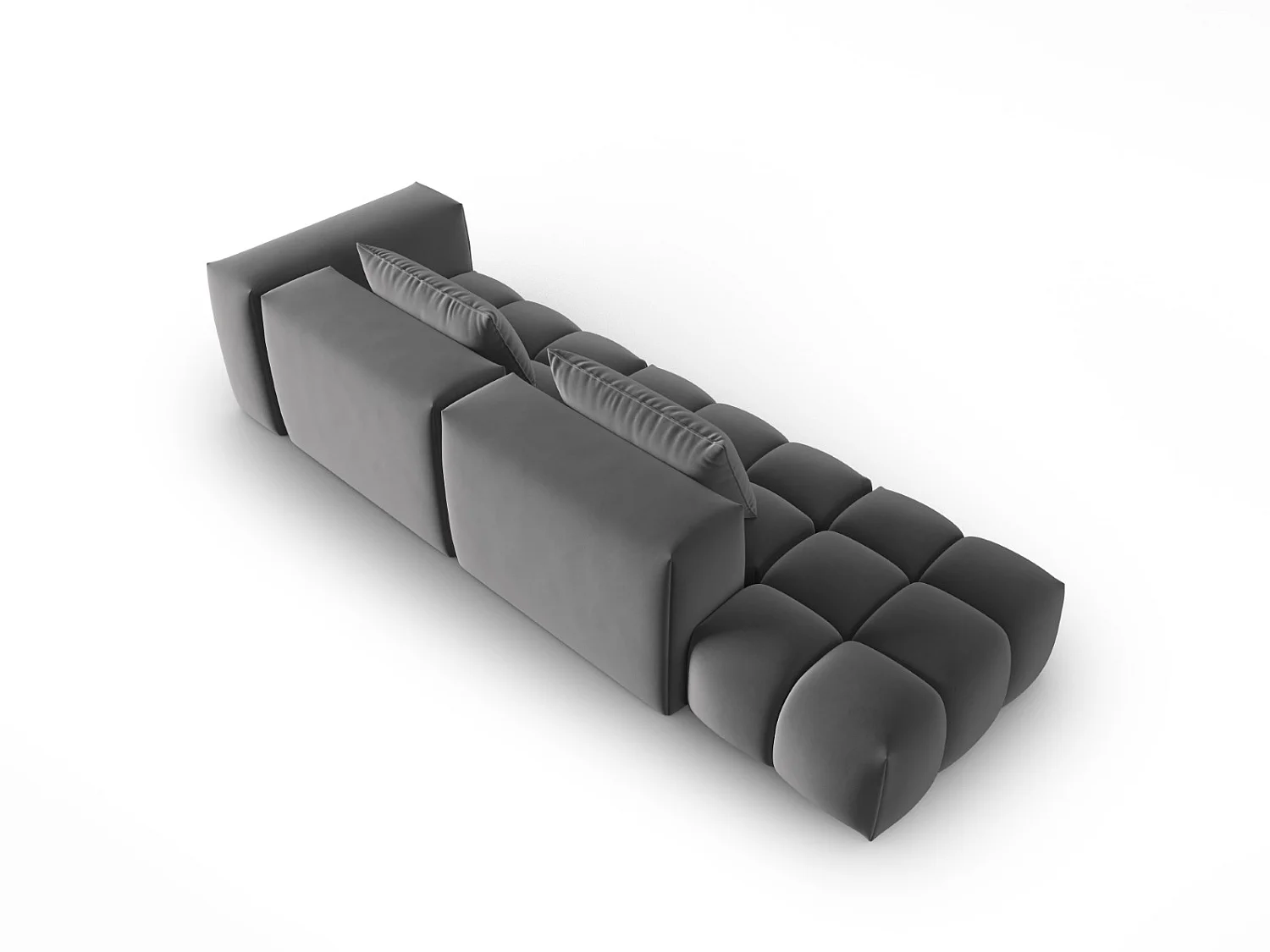 CXL by Christian Lacroix - Linker modulaire bank "Lorella" 3 zitplaatsen, Flueel, Cement - 265x85x70cm