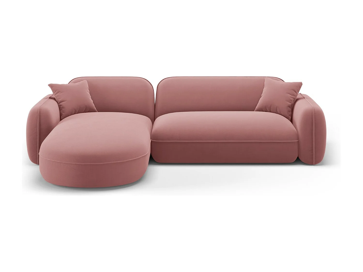 CXL by Christian Lacroix - Modulaire hoekbank links "Lucien" 4 zitplaatsen, Flueel, Zalm - 275x165x70cm