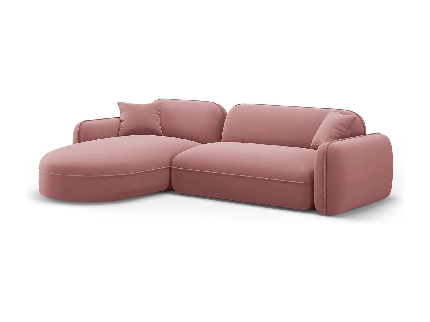 CXL by Christian Lacroix - Modulaire hoekbank links "Lucien" 4 zitplaatsen, Flueel, Zalm - 275x165x70cm